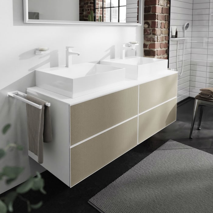 hansgrohe Xevolos E Waschtischunterschrank 157 x 55 cm mit 4 Schubkästen für Konsolen und 2 Aufsatzwaschtische