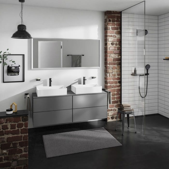 hansgrohe Xevolos E Waschtischunterschrank 157 x 55 cm mit 4 Schubkästen für Konsolen und 2 Aufsatzwaschtische