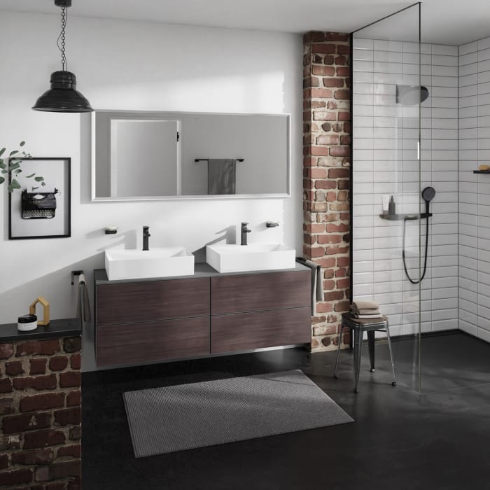 hansgrohe Xevolos E Waschtischunterschrank 157 x 55 cm mit 4 Schubkästen für Konsolen und 2 Aufsatzwaschtische