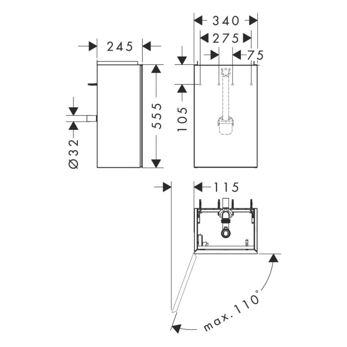 hansgrohe Xevolos E Waschtischunterschrank 34 x 24,5 cm, 1 Tür Anschlag links
