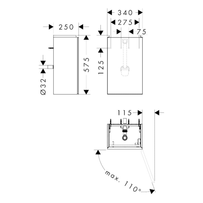 hansgrohe Xevolos E Waschtischunterschrank 34 x 57,5 cm, 1 Tür Anschlag rechts