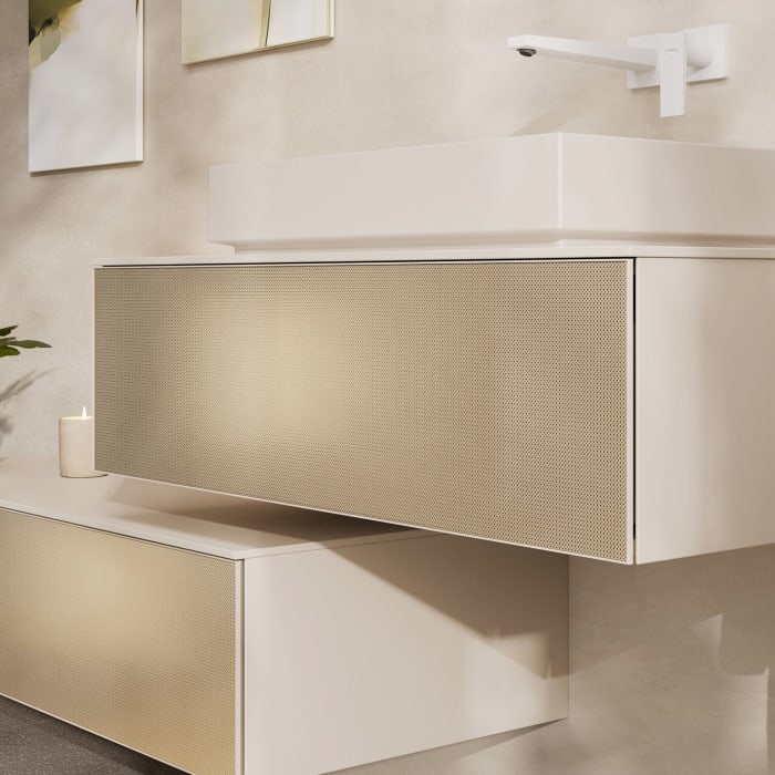 hansgrohe Xevolos E Waschtischunterschrank 98 x 27,5 cm mit 1 Schubkasten für Konsole mit Ausschnitt mittig für Aufsatzwaschtisch