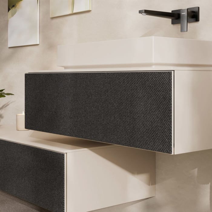 hansgrohe Xevolos E Waschtischunterschrank 98 x 27,5 cm mit 1 Schubkasten für Konsole mit Ausschnitt mittig für Aufsatzwaschtisch