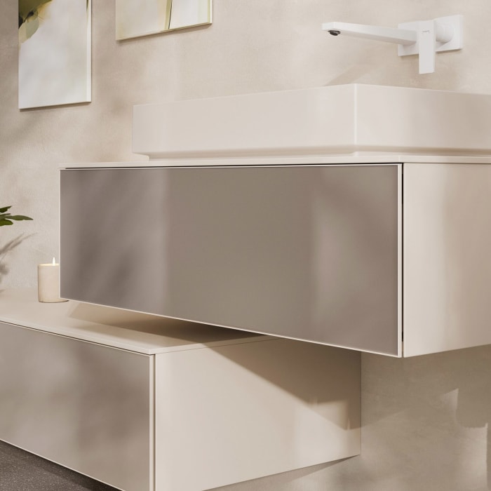 hansgrohe Xevolos E Waschtischunterschrank 98 x 27,5 cm mit 1 Schubkasten für Konsole mit Ausschnitt mittig für Aufsatzwaschtisch