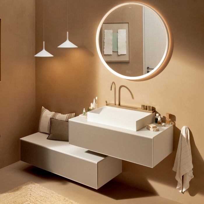 hansgrohe Xevolos E Waschtischunterschrank 98 x 27,5 cm mit 1 Schubkasten für Konsole mit Ausschnitt mittig für Aufsatzwaschtisch