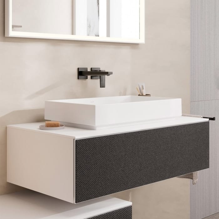 hansgrohe Xevolos E Waschtischunterschrank 98 x 27,5 cm mit 1 Schubkasten für Konsole mit Ausschnitt mittig für Aufsatzwaschtisch