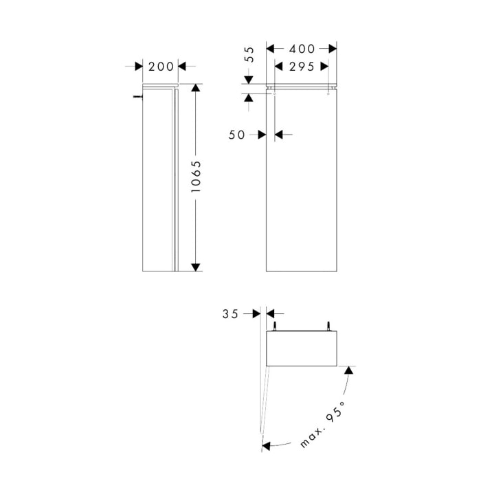 hansgrohe Xilesa E Halbhochschrank 40 x 20 x 106,5 cm mit Türanschlag links