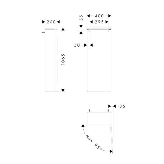 hansgrohe Xilesa E Halbhochschrank 40 x 20 x 106,5 cm mit Türanschlag rechts