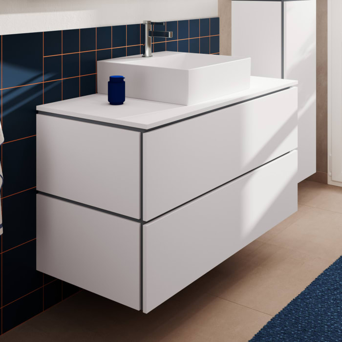 hansgrohe Xilesa E Konsole 118 x 55 cm mit Ausschnitt eckig mittig für Aufsatzwaschtisch geschliffen