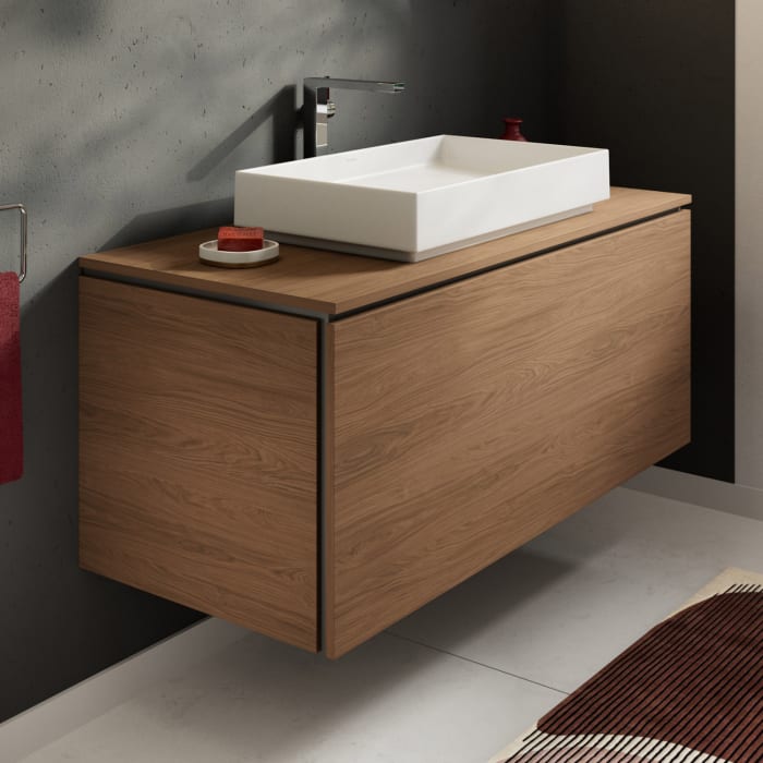 hansgrohe Xilesa E Konsole 118 x 55 cm mit Ausschnitt rund mittig für Aufsatzwaschtisch ohne Hahnloch