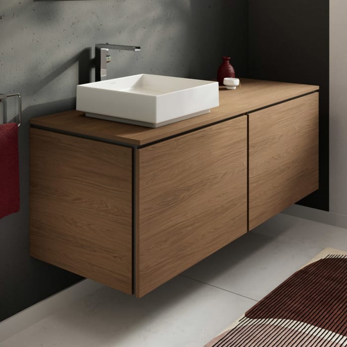 hansgrohe Xilesa E Konsole 137,5 x 55 cm mit Ausschnitt rund links für Aufsatzwaschtisch ohne Hahnloch