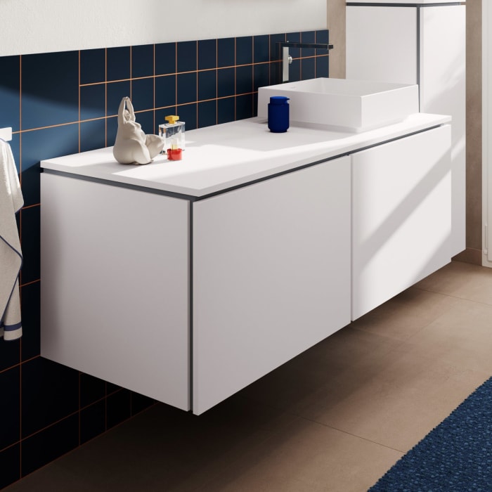 hansgrohe Xilesa E Konsole 137,5 x 55 cm mit Ausschnitt rund rechts für Aufsatzwaschtisch ohne Hahnloch