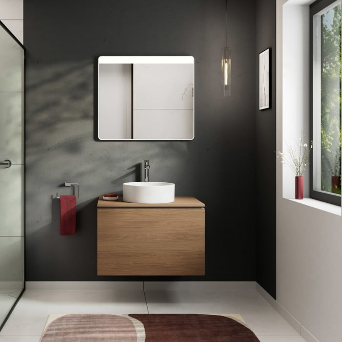 hansgrohe Xilesa E Konsole 78 x 55 cm mit Ausschnitt rund mittig für Aufsatzwaschtisch ohne Hahnloch