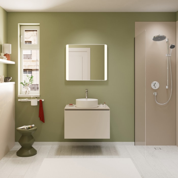 hansgrohe Xilesa E Konsole 78 x 55 cm mit Ausschnitt rund mittig für Aufsatzwaschtisch ohne Hahnloch