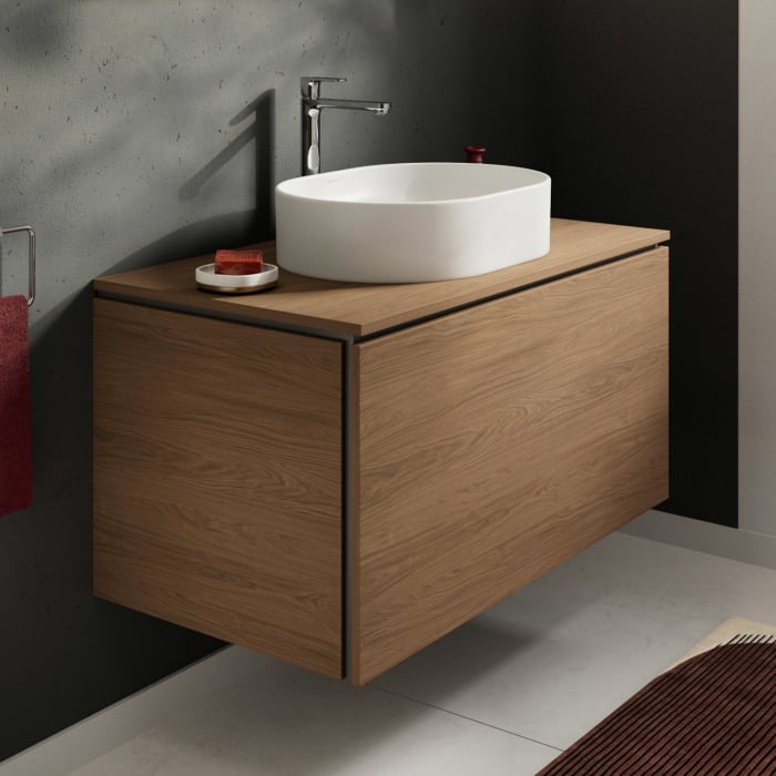 hansgrohe Xilesa E Konsole 98 x 55 cm mit Ausschnitt rund mittig für Aufsatzwaschtisch ohne Hahnloch