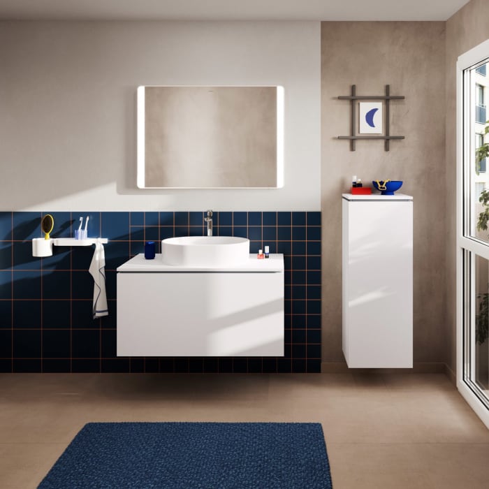 hansgrohe Xilesa E Konsole 98 x 55 cm mit Ausschnitt rund mittig für Aufsatzwaschtisch ohne Hahnloch