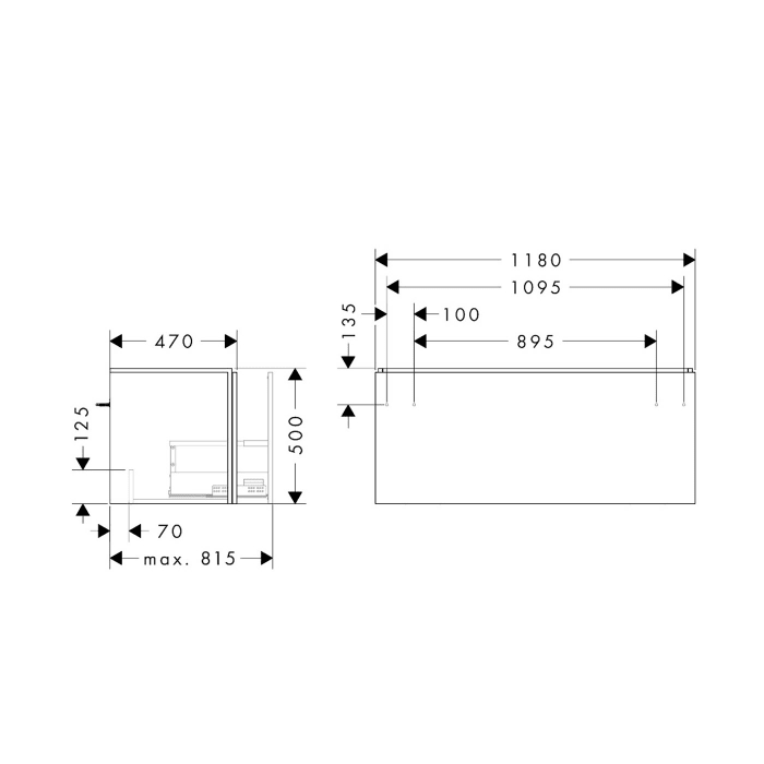 hansgrohe Xilesa E Waschtischunterschrank 118 cm mit 1 Auszug