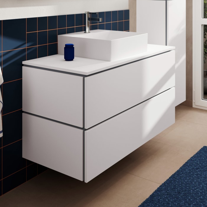 hansgrohe Xilesa E Waschtischunterschrank 118 cm mit 2 Auszügen für Konsole mit Ausschnitt mittig