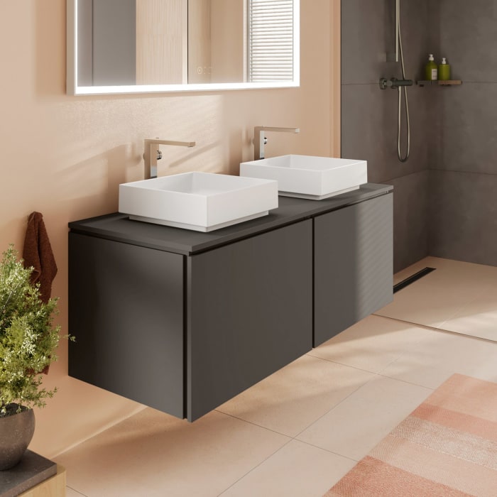 hansgrohe Xilesa E Waschtischunterschrank 137,5 cm mit 2 Auszügen für Konsole mit Ausschnitt