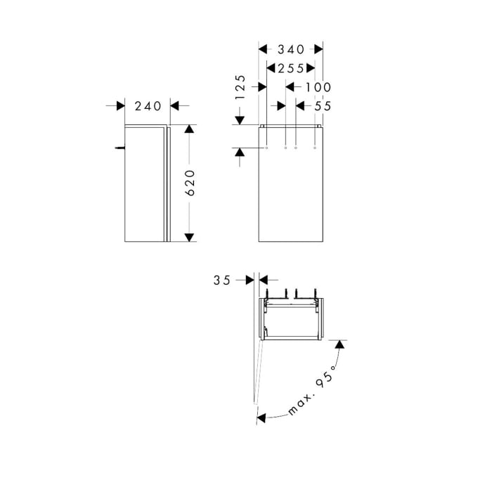 hansgrohe Xilesa E Waschtischunterschrank 34 cm mit 1 Tür, Türanschlag links