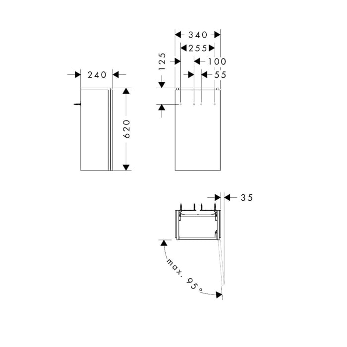 hansgrohe Xilesa E Waschtischunterschrank 34 cm mit 1 Tür, Türanschlag rechts