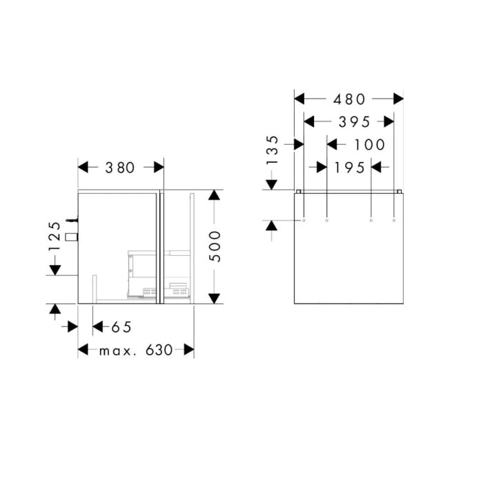 hansgrohe Xilesa E Waschtischunterschrank 48 cm mit 1 Auszug