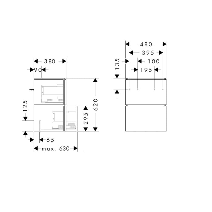 hansgrohe Xilesa E Waschtischunterschrank 48 cm mit 2 Auszügen