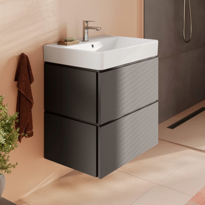 hansgrohe Xilesa E Waschtischunterschrank 63 cm mit 2 Auszügen und Push Open Funktion