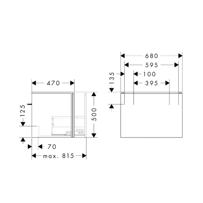 hansgrohe Xilesa E Waschtischunterschrank 68 cm mit 1 Auszug