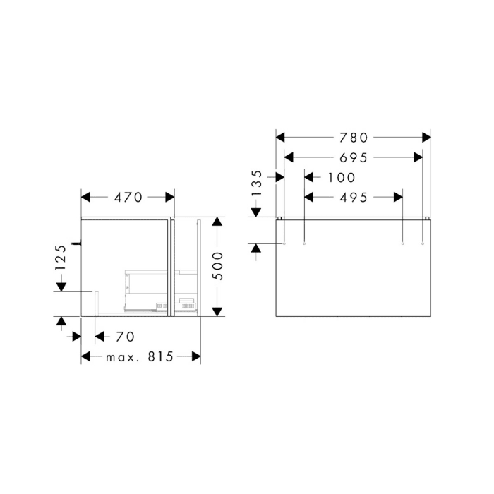 hansgrohe Xilesa E Waschtischunterschrank 78 cm mit 1 Auszug