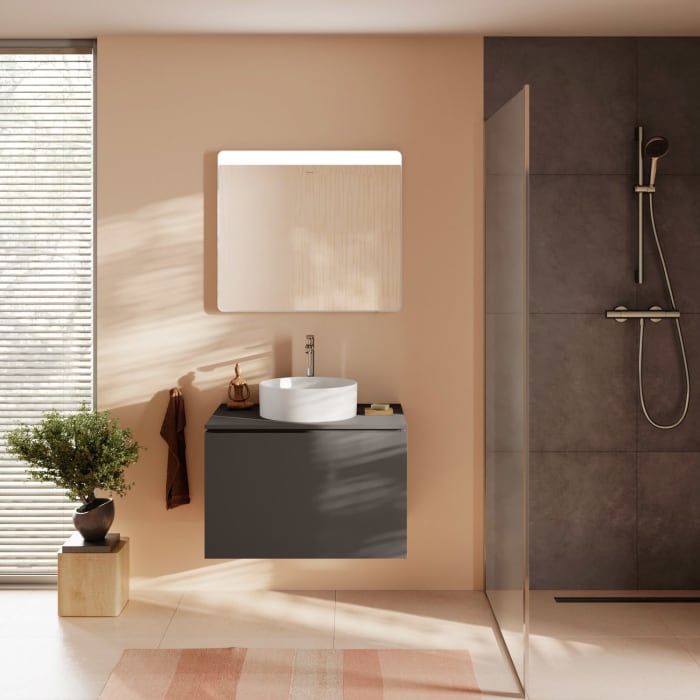 hansgrohe Xilesa E Waschtischunterschrank 78 cm mit 2 Auszügen und Push Open Funktion für Konsole mit Ausschnitt mittig