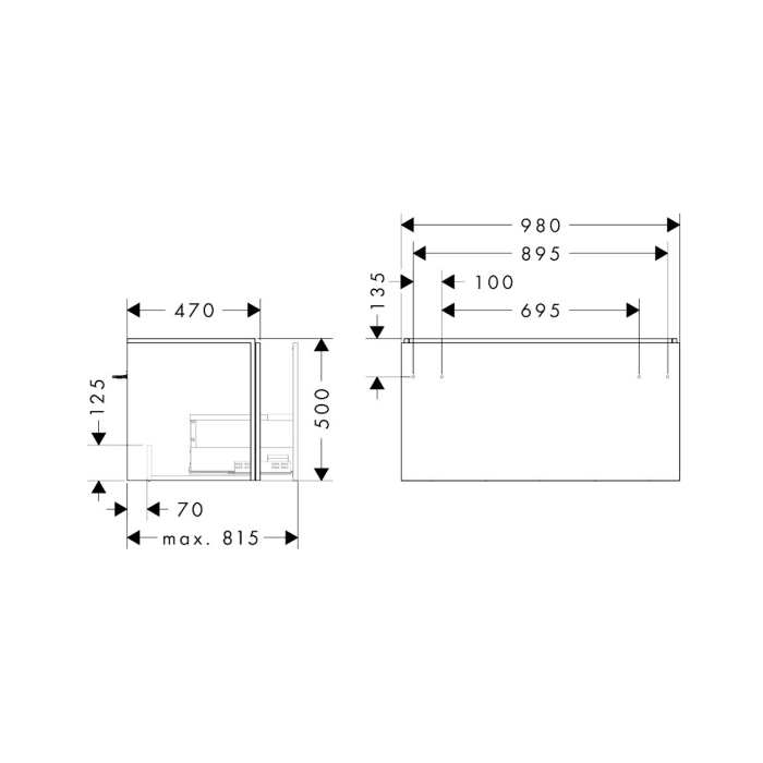 hansgrohe Xilesa E Waschtischunterschrank 98 cm mit 1 Auszug
