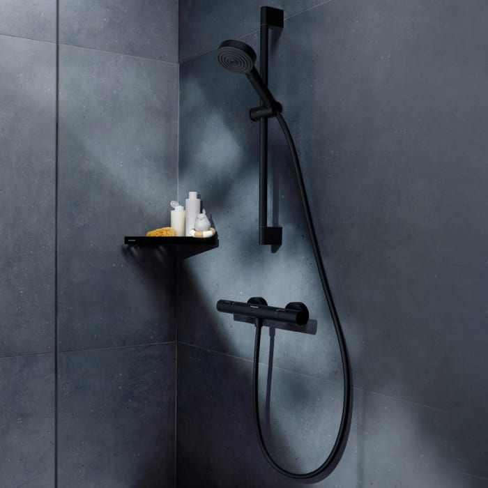 hansgrohe Pulsify Select S Brausesystem 105 3 Strahlarten Relaxation wassersparend, mit Ecostat Fine und Duschstange 65 cm