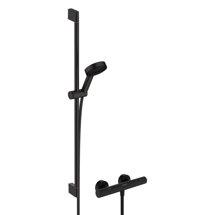 hansgrohe Pulsify Select S Brausesystem 105 3 Strahlarten Relaxation wassersparend, mit Ecostat Fine und Duschstange 90 cm