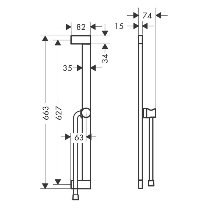 hansgrohe Unica E Brausestange 65 cm mit Brausehalter und Brauseschlauch 160 cm