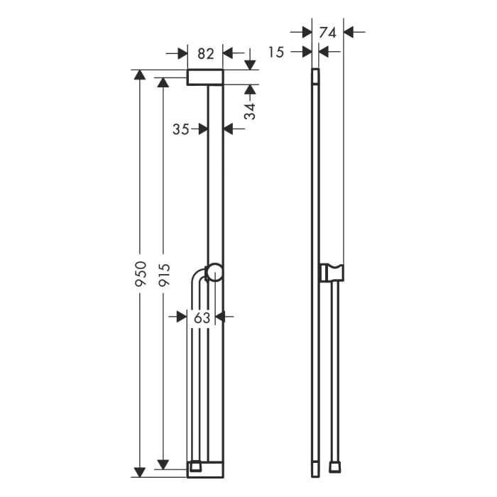 hansgrohe Unica E Brausestange 90 cm mit Brausehalter und Brauseschlauch 160 cm