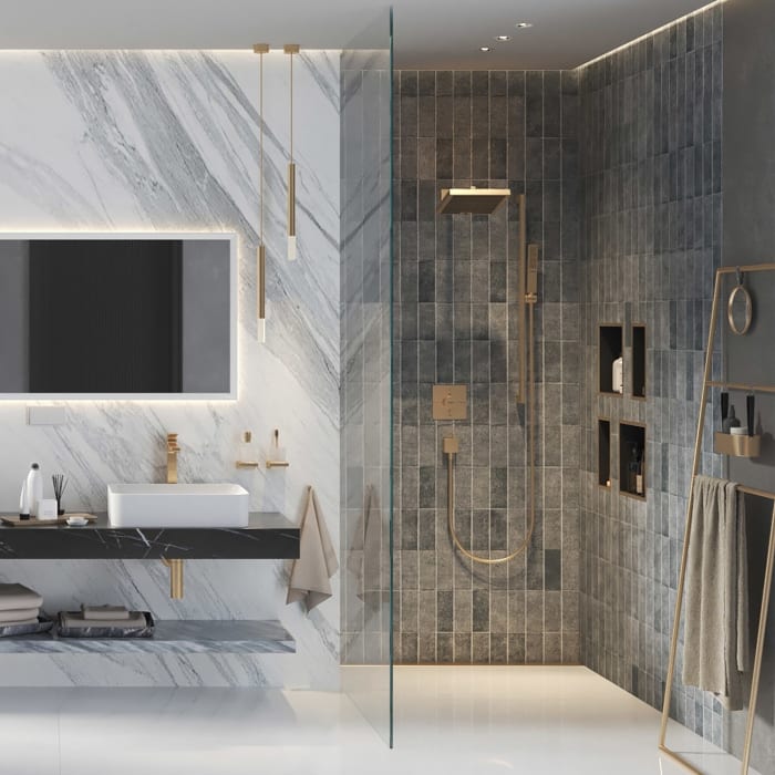 hansgrohe Unica E Brausestange 90 cm mit Brausehalter und Brauseschlauch 160 cm