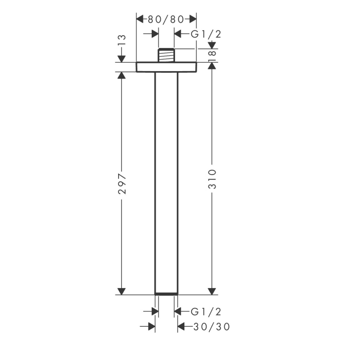 hansgrohe Deckenanschluss E 30 cm, eckig