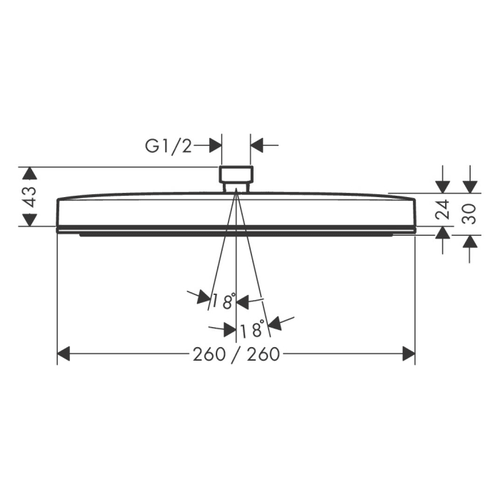 hansgrohe Pulsify E Kopfbrause 260 1 Strahlart, eckig