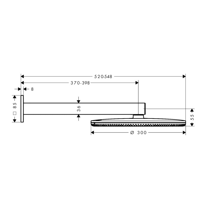 hansgrohe Raindance Alive S Kopfbrause 300 rund, 2 Strahlarten wassersparend, mit Brausearm