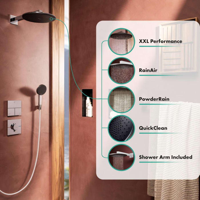hansgrohe Raindance Alive S Kopfbrause 300 rund, 2 Strahlarten, mit Brausearm