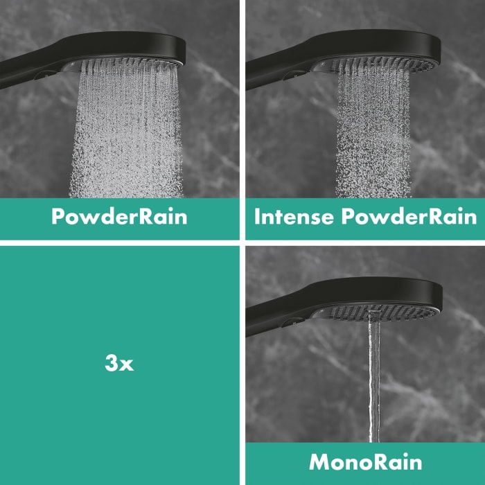 hansgrohe Rainfinity Duschset 130 3 Strahlarten mit Duschstange 90 cm, EcoSmart