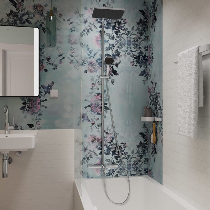 hansgrohe Activera Q Duschsystem 290/180 1 Strahlart wassersparend mit Wannenthermostat Ecostat Fine