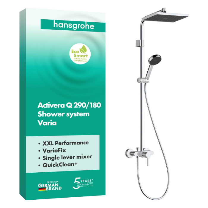 hansgrohe Activera Q Duschsystem 290/180 1 Strahlart wassersparend mit Einhebelmischer Varia
