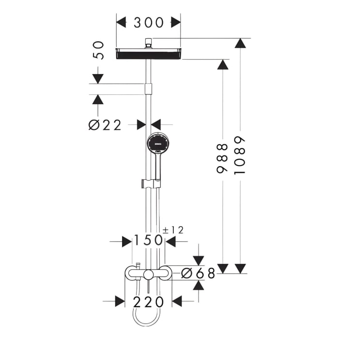 hansgrohe Activera Q Duschsystem 290/180 1 Strahlart wassersparend mit Einhebelmischer Varia