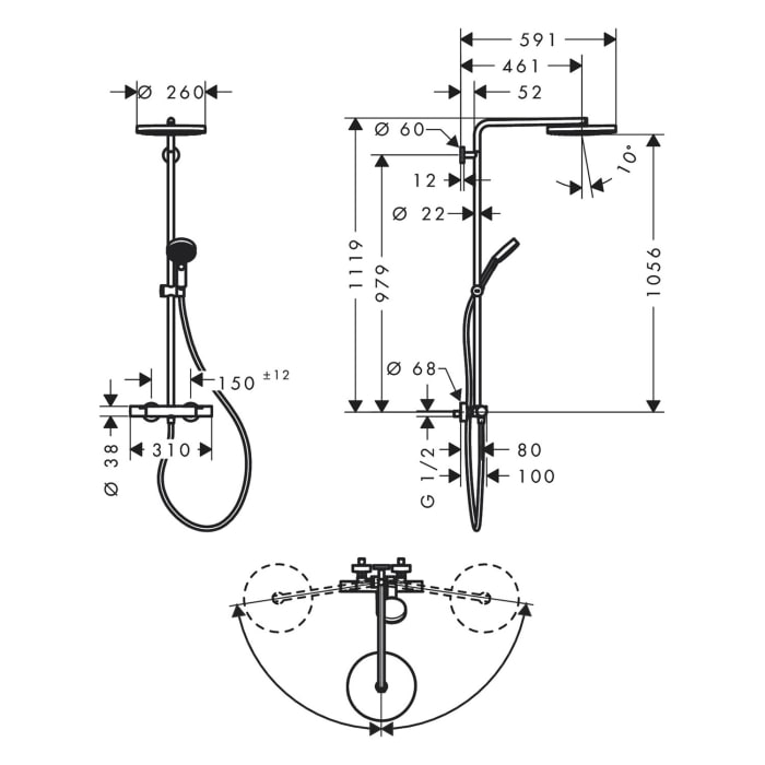 hansgrohe Pulsify S Puro Duschsystem 260 1 Strahlart, mit Ecostat Fine und Duschkopf 3 Strahlarten