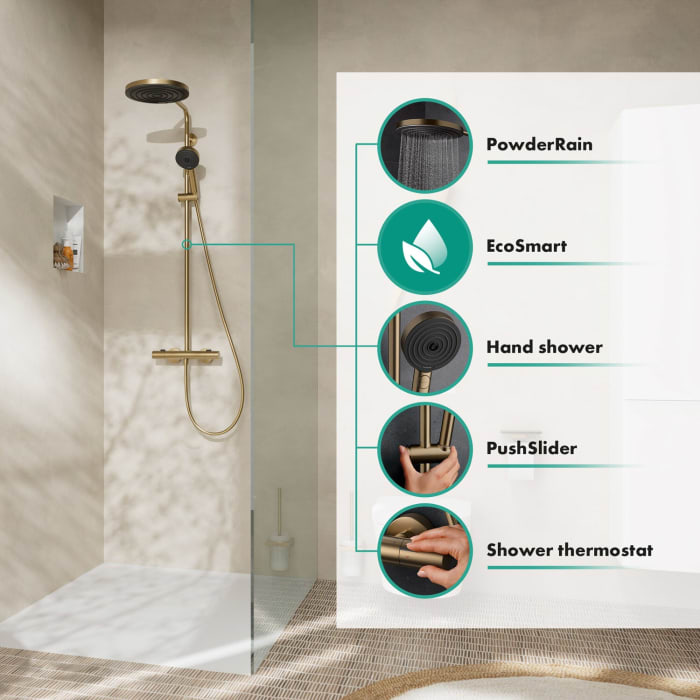hansgrohe Pulsify S Puro Duschsystem 260 1 Strahlart wassersparend, mit Ecostat Fine und Duschkopf 3 Strahlarten