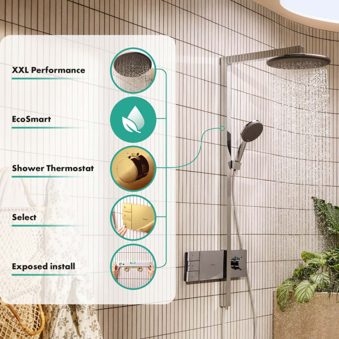 hansgrohe Raindance Alive S Duschsystem 300 rund, 2 Strahlarten wassersparend, mit ShowerSelect Comfort
