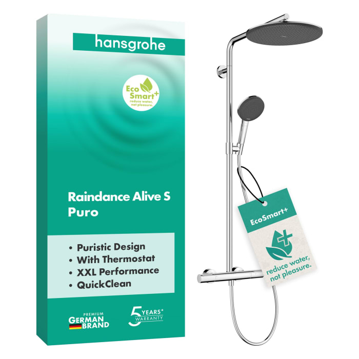 hansgrohe Raindance Alive S Puro Duschsystem 300 1 Strahlart wassersparend+ mit Ecostat Element