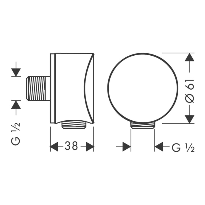 hansgrohe Fixfit S Schlauchanschluss mit Rückflussverhinderer und Kunststoffwinkel